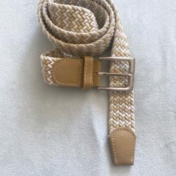 Ceinture tressée beige et blanche élastane 115 cm