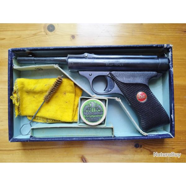 VEND TRES RARE PISTOLET A AIR COMPRIME TELL 3 EN PARFAIT ETAT.