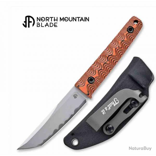 Couteau North Mountain Blade Chop Mini Orange Lame Acier SLD-MAGIC Manche G10 tui Kydex NMB2416OR