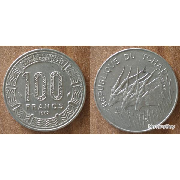 Tchad 100 Francs 1982 Animal Antilope Franc Piece Afrique