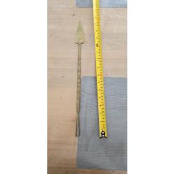 Tête de lance africaine ancienne en laiton gravé - ancienne colonie française