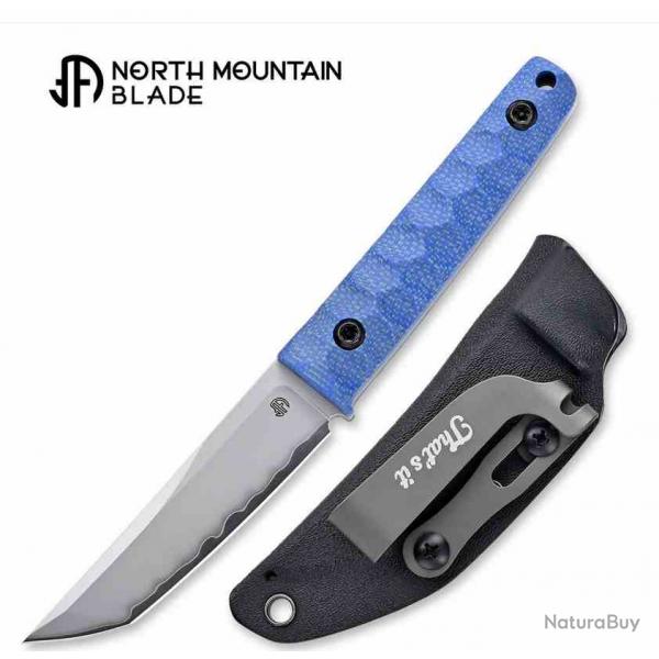 Couteau North Mountain Blade Chop Mini Blue Lame Acier SLD-MAGIC Plaquettes G10 tui Kydex NMB2416BL