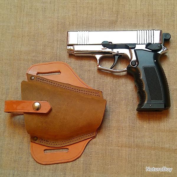 Pistolet  CO2 compact Ekol ES-55 chrom + Etui en cuir