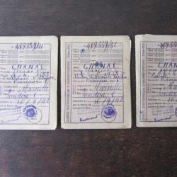 3 Cartes individuelles d'alimentation de 1946