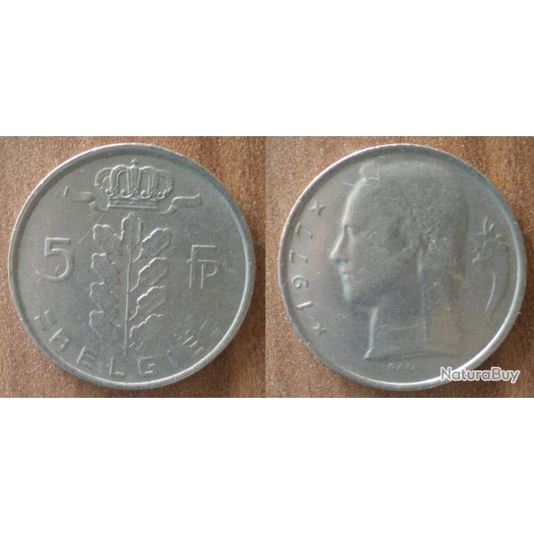 Belgique 5 Francs 1977 Piece Franc