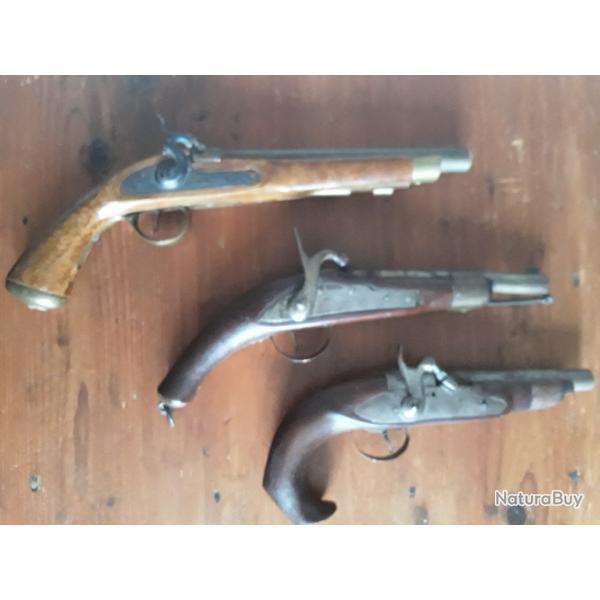lots pistolet poudre noir jukar et repliques a identifiè