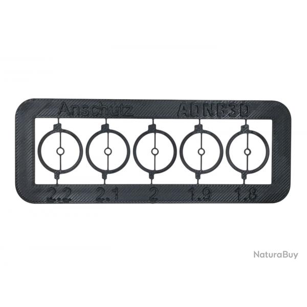 lot de 4 plaquettes d'inserts pour guidon Anschütz anneau central de 1.8 à 3.7mm