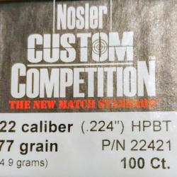 Ogives .224 Nosler custom competition 77gr hpbt - bte 100
