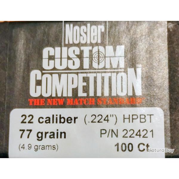 Ogives .224 Nosler custom competition 77gr hpbt - bte 100