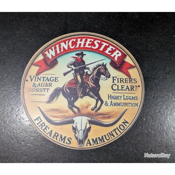 PLAQUE DECORATIVE ALUMINIUM VINTAGE WINCHESTER COW BOY DIAMETRE 200