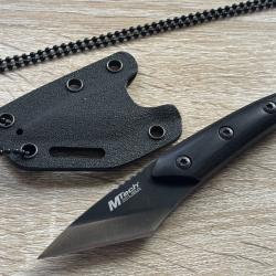 Couteau de Cou Mtech Kiridashi Tanto Lame Acier 3Cr13 Manche Bois Etui Kydex