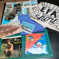 LOT PARACHUTISTES !!! FOULARD, CEINTURON DE FOYER, DRAPEAU EFA , LIVRET PHOTOS