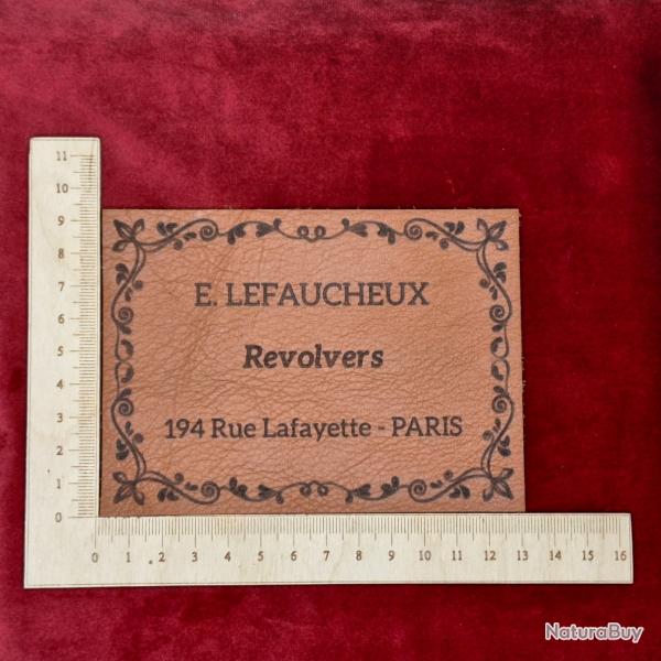 Etiquette en cuir pour coffret d'arme "LEFAUCHEUX" cadre arabesque