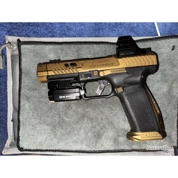 Canik TTI COMBAT FULL SET    OSIGHT 3 MOA (red dot) RECHARGEABLE + LAMPE LASER OLIGHT BALDR S