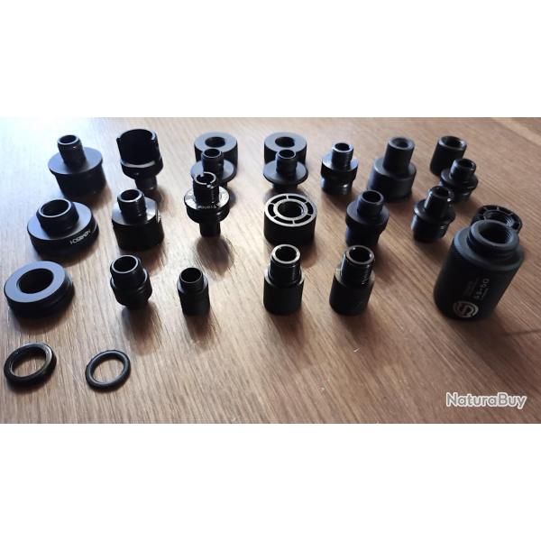 Lot adaptateurs pour silencieux airsoft