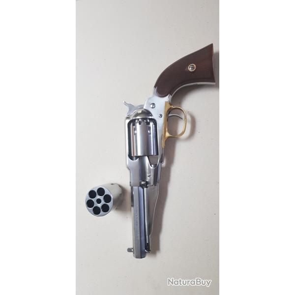 Révolver pietta 1858 remington new army shérif inox crosse quadrillée acier Calibre 44