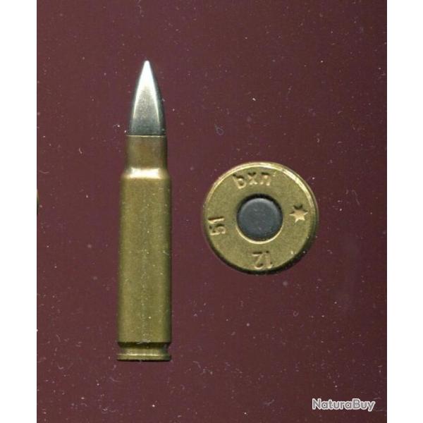 7.62 x 45 CZ - tui laiton - balle cuivre - marquage :  bxn * 12 51