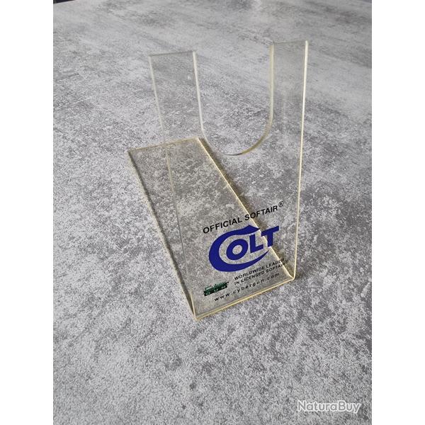 Prsentoir Colt cybergun, collector, en plexiglas,  pour exposition arme de poing