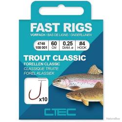 Lot de 10 Hameçons montés C-TEC Fast Rigs Trout taille 10