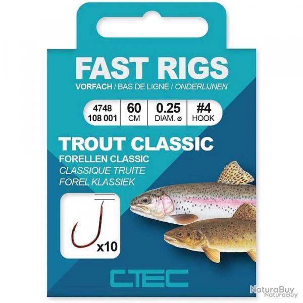 Lot de 10 Hameçons montés C-TEC Fast Rigs Trout taille 10