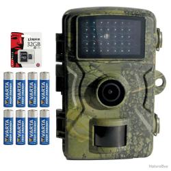 Caméra de chasse 12MP LEDs invisibles + 8 piles + carte SD