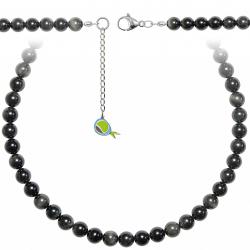 Collier en obsidienne oeil céleste - Perles rondes 8 mm - 50 cm