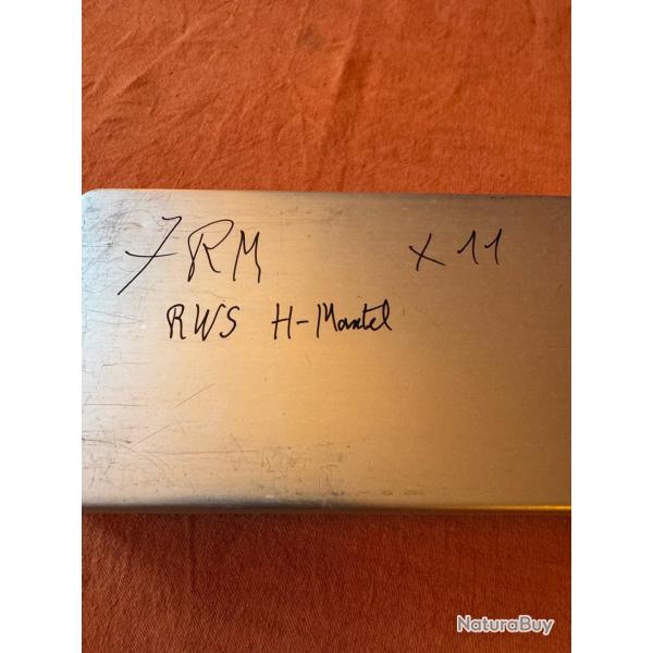 cartouches mtalliques pour tir carabine, cal. 7RM, RWS T-Mantel