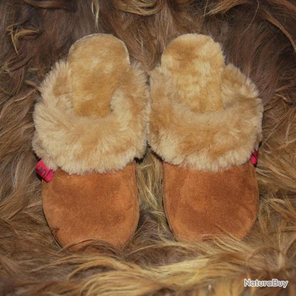 Sabots fourré en peau de mouton retournée camel  43