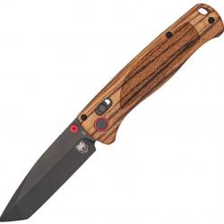 Couteau Cobratec Zebra Wood Bar Lock Lame Tanto Blk Acier D2 Manche Bois Clip CBTZWDBLTBK