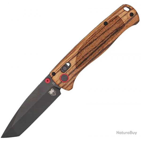 Couteau Cobratec Zebra Wood Bar Lock Lame Tanto Blk Acier D2 Manche Bois Clip CBTZWDBLTBK