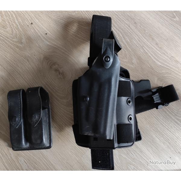 Holster Safariland mod. 6004 droitier + double poche 9mm pour Beretta 92f et MAS G1