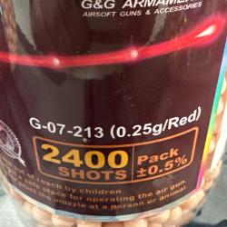 Billes traçantes rouge airsoft 6 mmPot de 2400 en 0,25