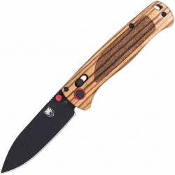 Couteau Cobratec Zebra Wood Bar Lock Lame Drop Point Blk Acier D2 Manche Bois Clip CBTZWDBLDBK