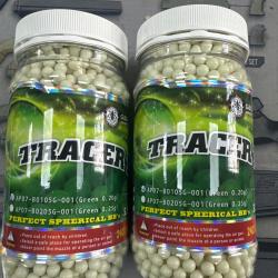 Lot de deux pots de 2400 billes traçantes verte