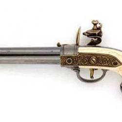PISTOLET A SILEX 3 CANONS ITALIE LORENZONI 1680 REPLIQUE - Ref.1016L