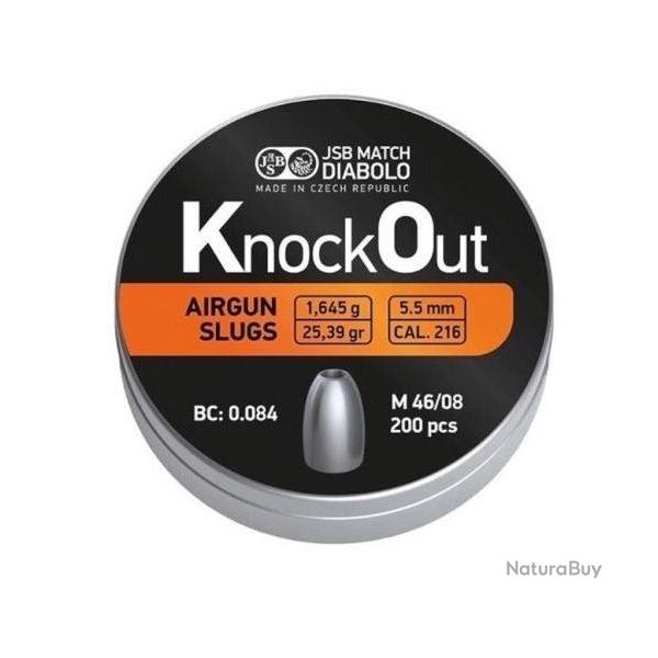 Boîte de 200 plombs JSB Diabolo Knockout Slug - Cal. 5.5