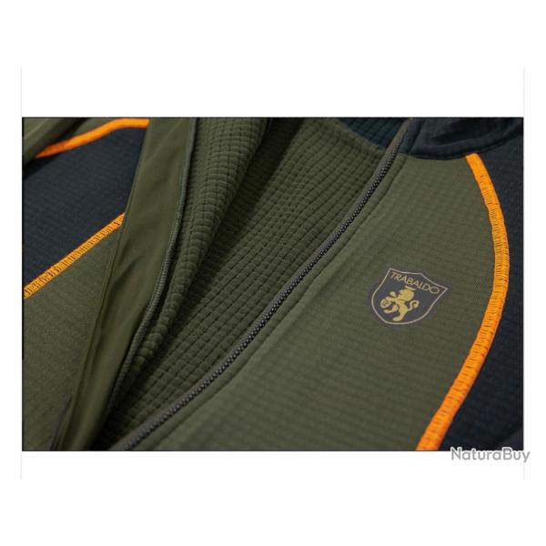 TRABALDO veste polaire technique Caracal Evo kaki/noir/neon orange