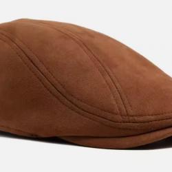Béret Gatsby en daim unisexe - Casquette vintage automne hiver marron