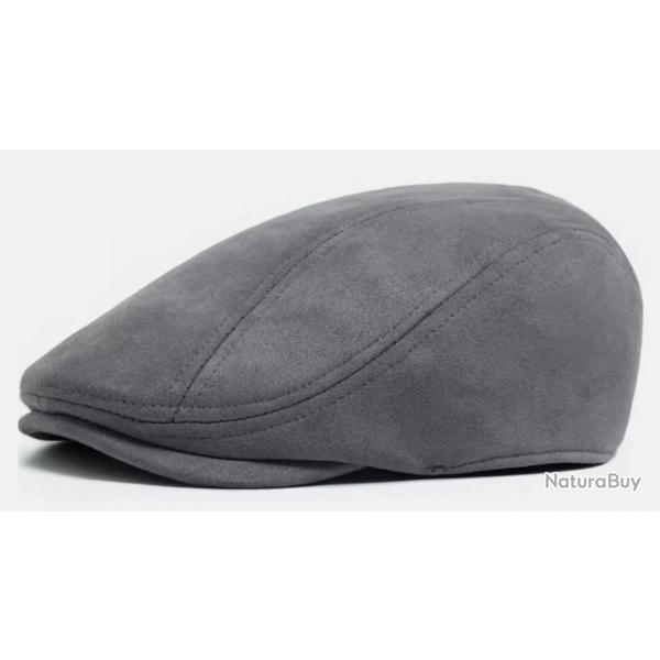 Béret Gatsby en daim unisexe - Casquette vintage automne hiver Gris