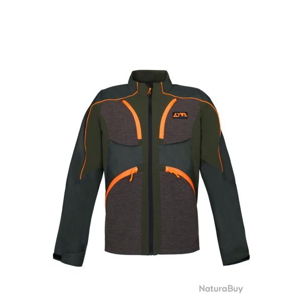 VESTE EN NYLON LASTIQUE - DEFENCE MAN JACKET - ZOTTA FOREST - vert avec des dtails orange