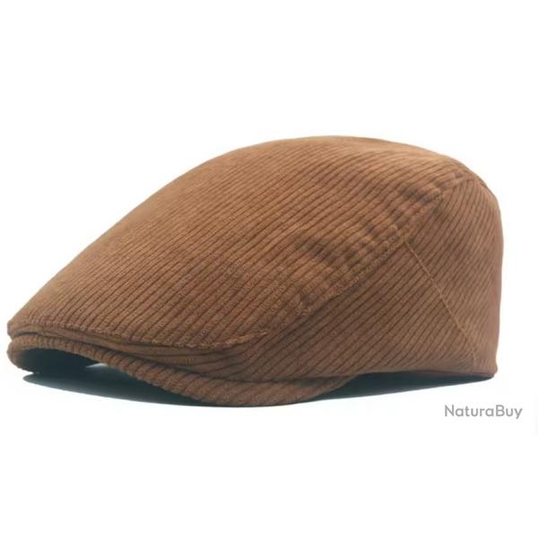 Casquette Gatsby en velours côtelé Béret vintage unisexe réglable 56-60 cm Marron