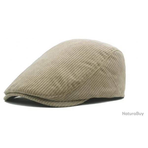 Casquette Gatsby en velours ctel Bret vintage unisexe rglable 56-60 cm Beige