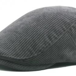 Casquette Gatsby en velours côtelé Béret vintage unisexe réglable 56-60 cm Gris