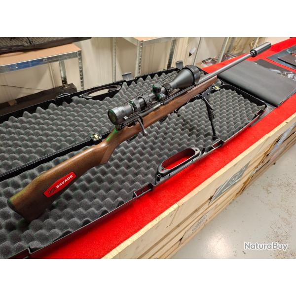 SAVAGE STEVENS 300 CAL. 22LR + LUNETTE 3-9X40 + MALLETTE + BIPIED + SILENCIEUX