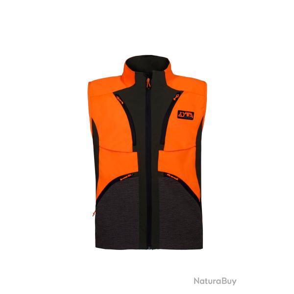 GILET LASTIQUE ANTI-DCHIRURE - PROTECH MAN VEST - ZOTTA FOREST - vert avec orange haute visibilit