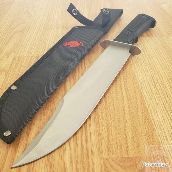 Couteau de Chasseur d'Ours Bowie Tactical Lame Acier 420 Manche Abs Etui Nylon Couteau Tactical