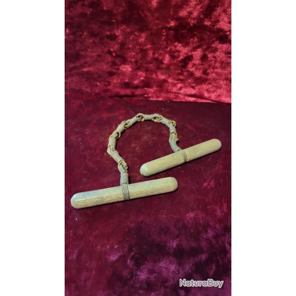 RARE ! Anciennes Menottes "Cabriolet" (Chanette fil de fer) - Police / Gendarmerie XIXe-XXe sicle