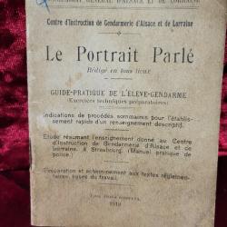 Très Rare livret Gendarmerie 1919 - "Le Portrait Parlé" - Alsace-Lorraine (Bertillon)