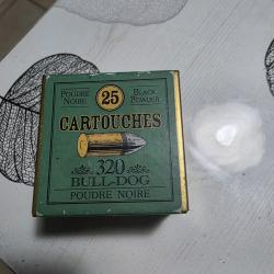 BOITE MÉTAL - 25 CARTOUCHES  CAL 320    BULL - DOG -  POUDRE NOIRE