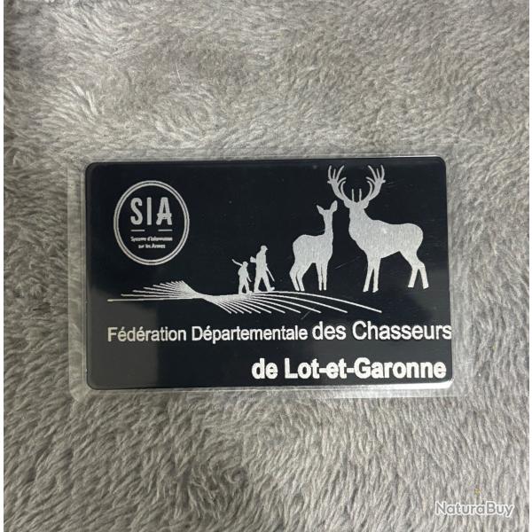 Carte SIA chasseur ou tir sportif carte plastifi personnalisable chasseurs de lot-et-Garonne
